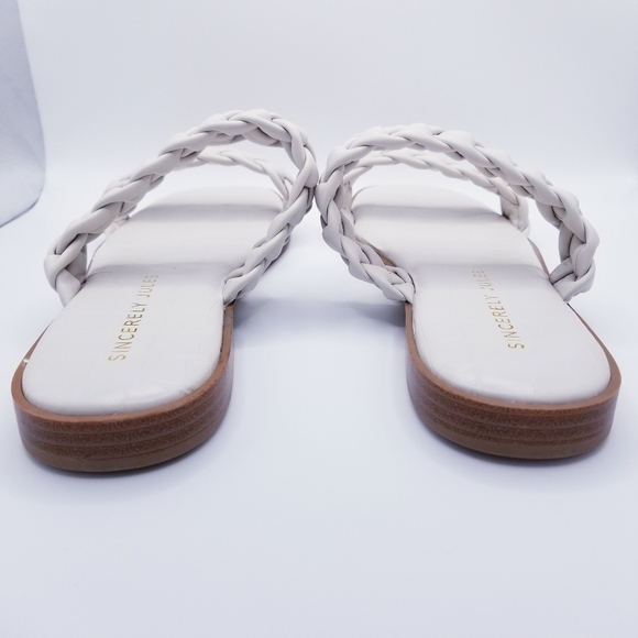 Sincerely Jules Ivory Vicki Double Braided Criss Cross Croco Band Sandals 9.5 - Picture 6 of 9